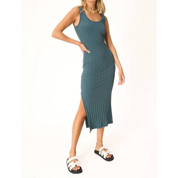 NEW PROJECT SOCIAL T work it out scoop neck rib dress in oceanic teal - Picture 1 of 3